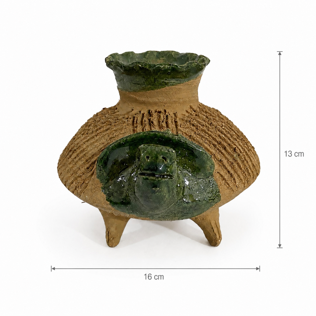 Tortuga de Barro Chía Pet con Florero