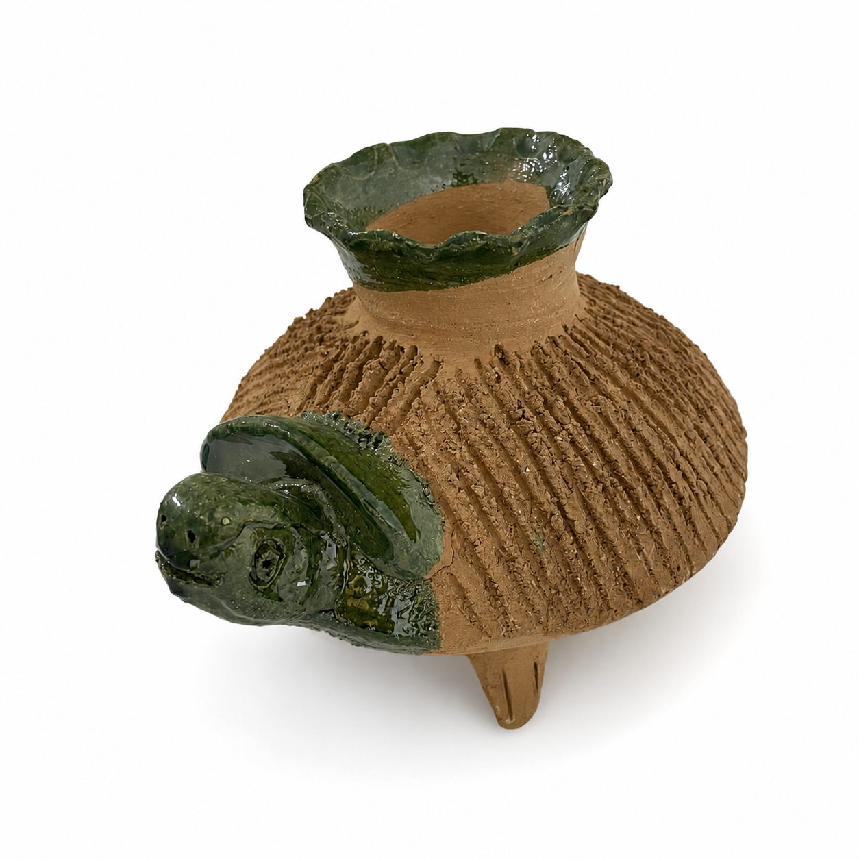 Tortuga de Barro Chía Pet con Florero