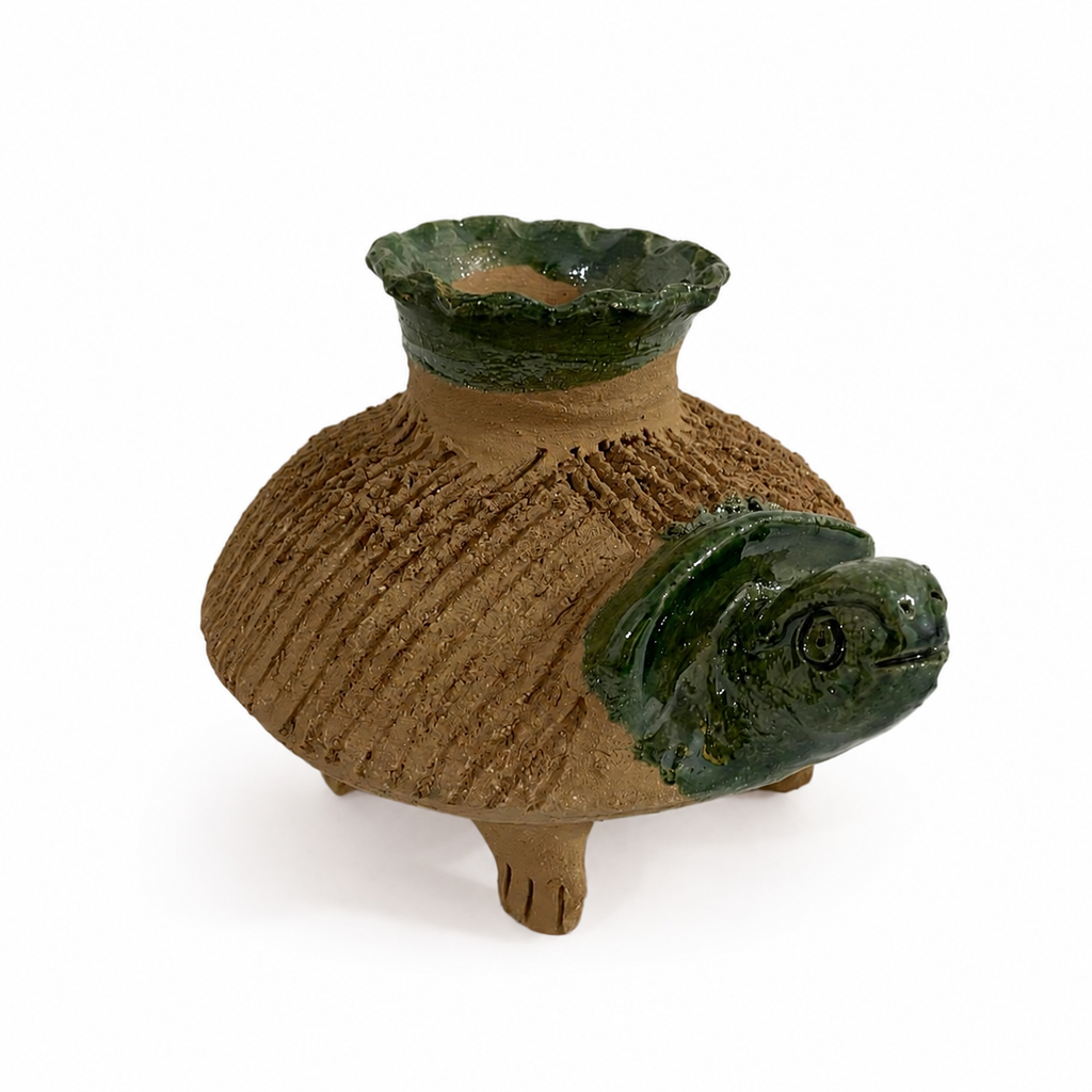 Tortuga de Barro Chía Pet con Florero